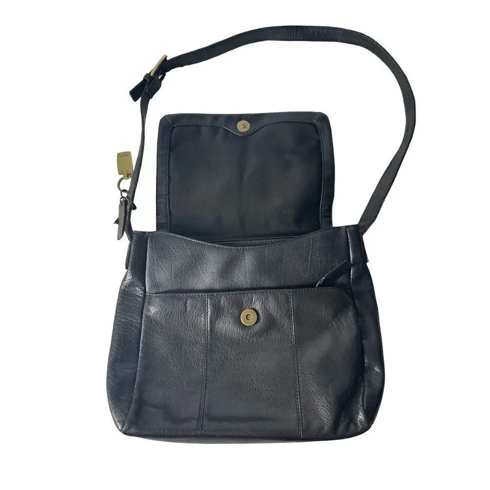 Rolfs Vintage Black Leather Cross-Body Bag